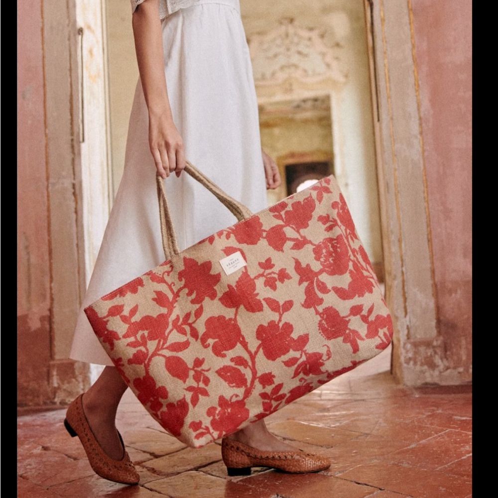 Sezane jute large tote bag NWT